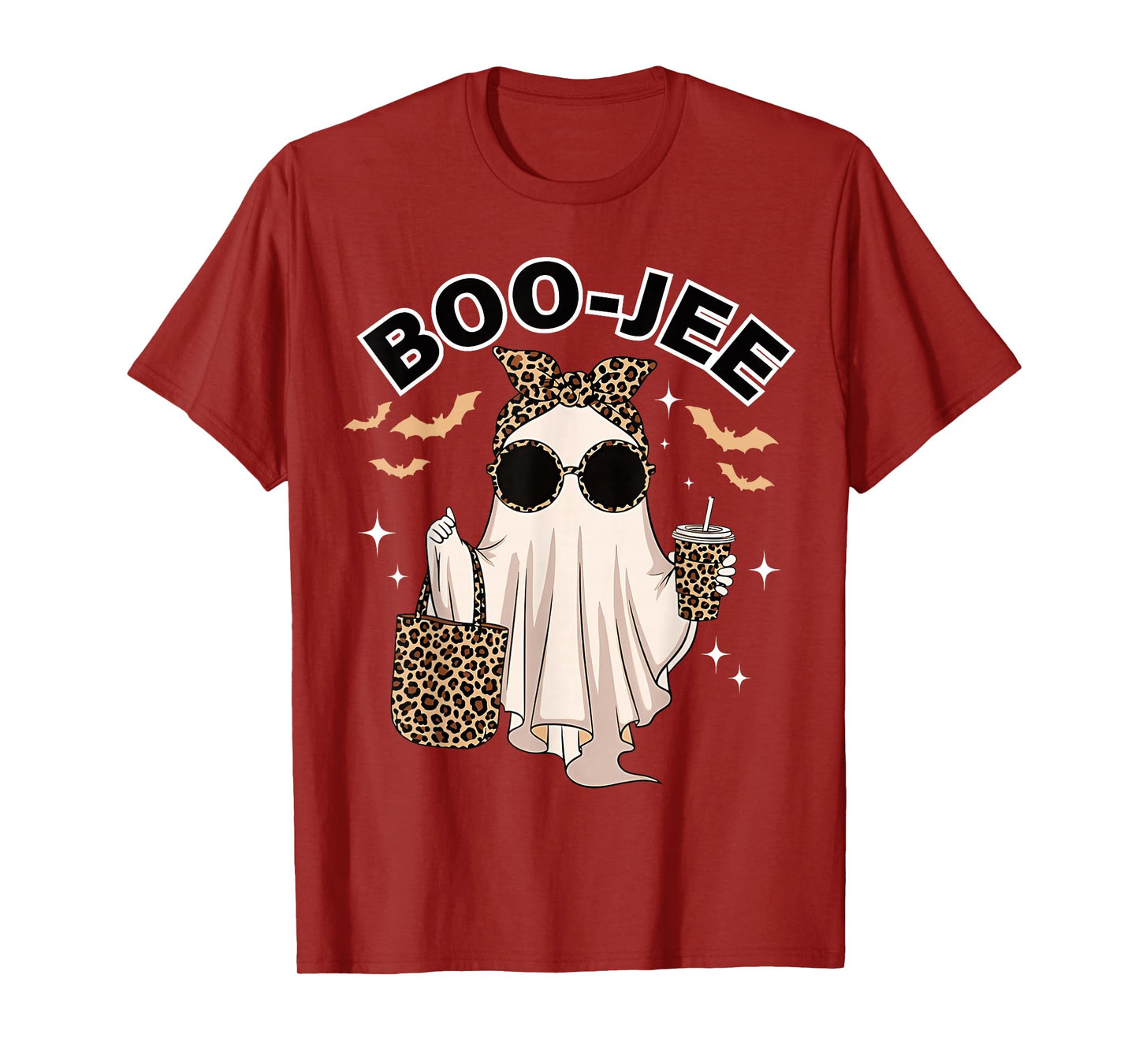 Coquette Leopard Ghost Coffee Boo-JEE Halloween Boujee Ghost T-Shirt