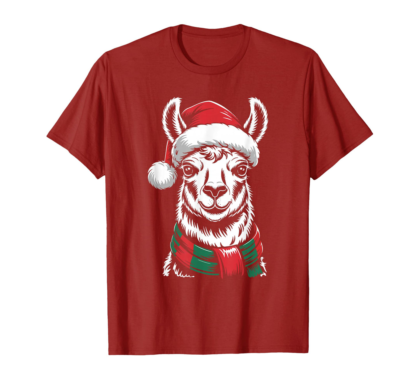 Llama Xmas Santa Hat Scarf Christmas Costume T-Shirt