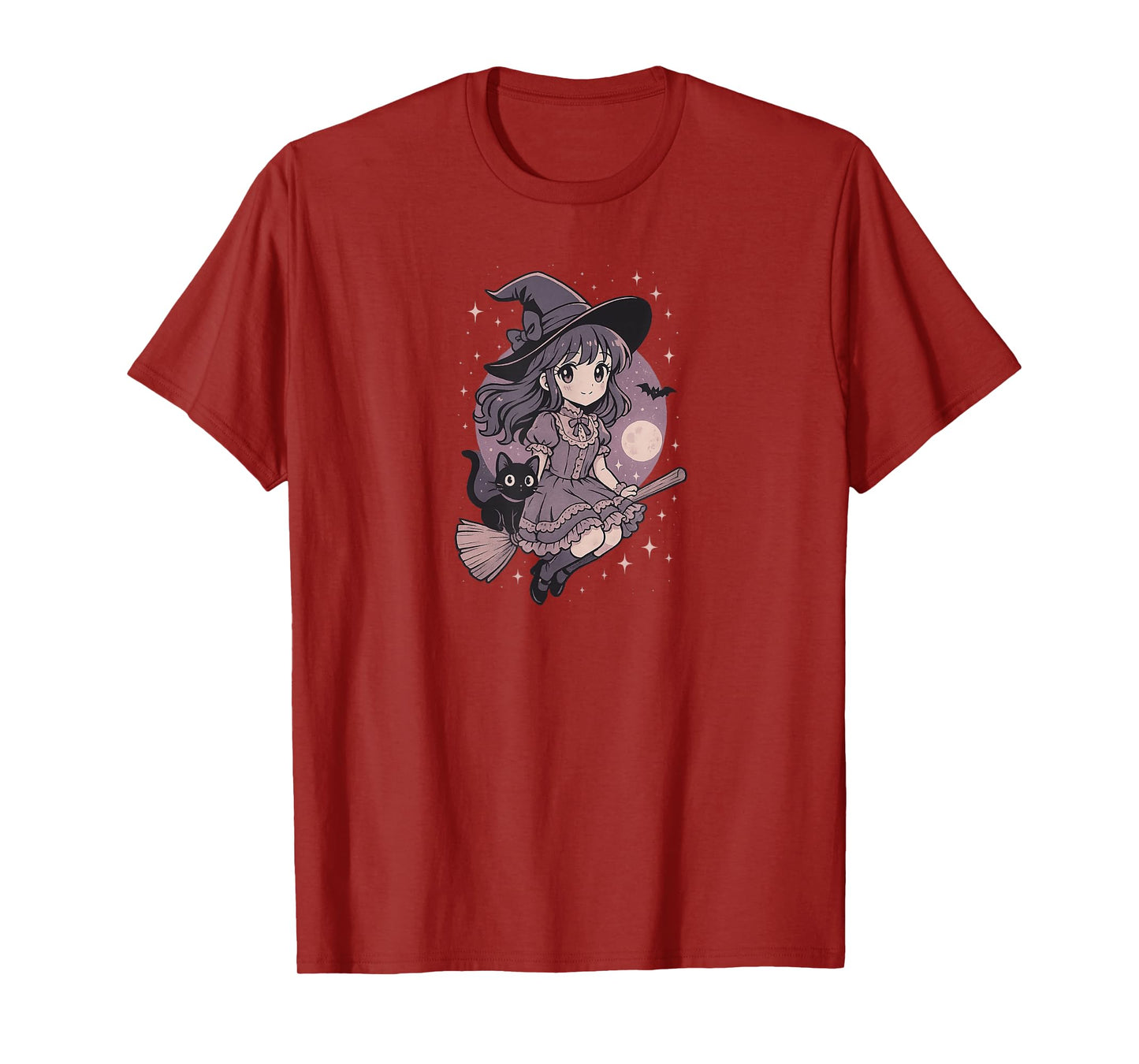 Spooky Witch and Cat Anime T-Shirt