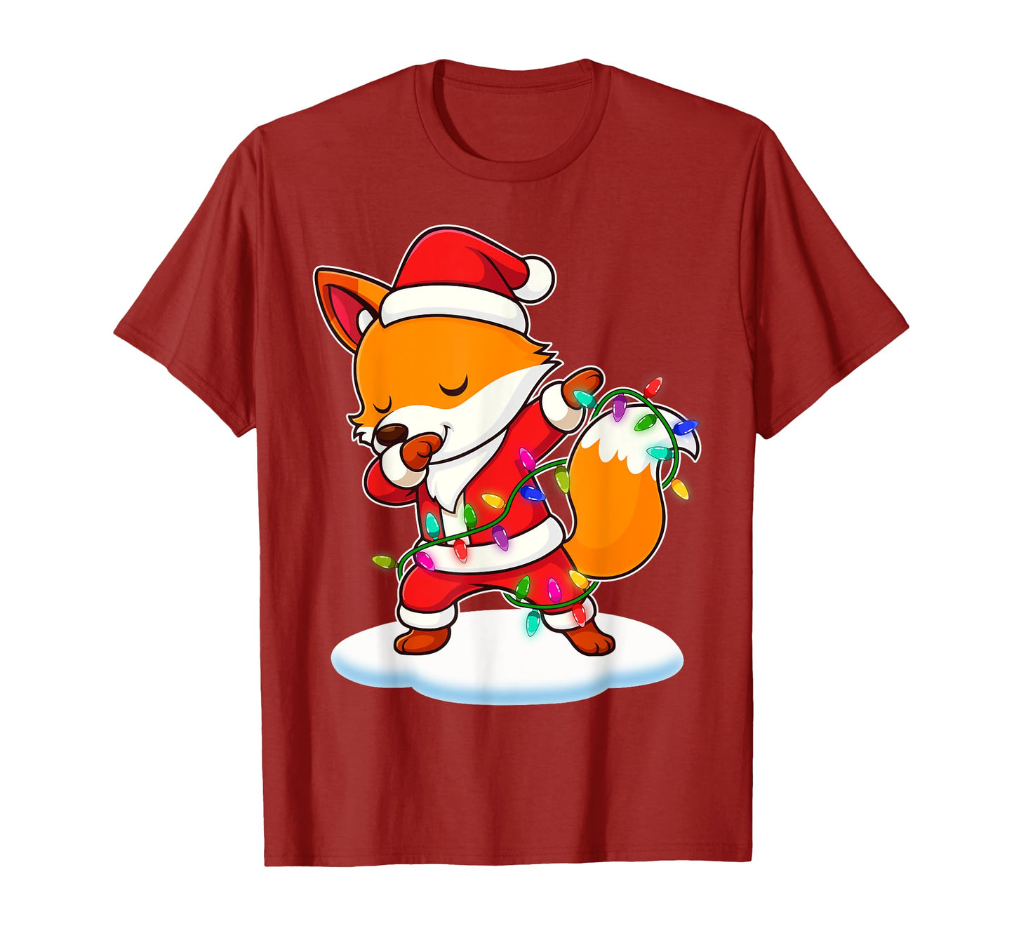 Christmas Fox Dabbing Lights Santa Xmas for Men Women T-Shirt