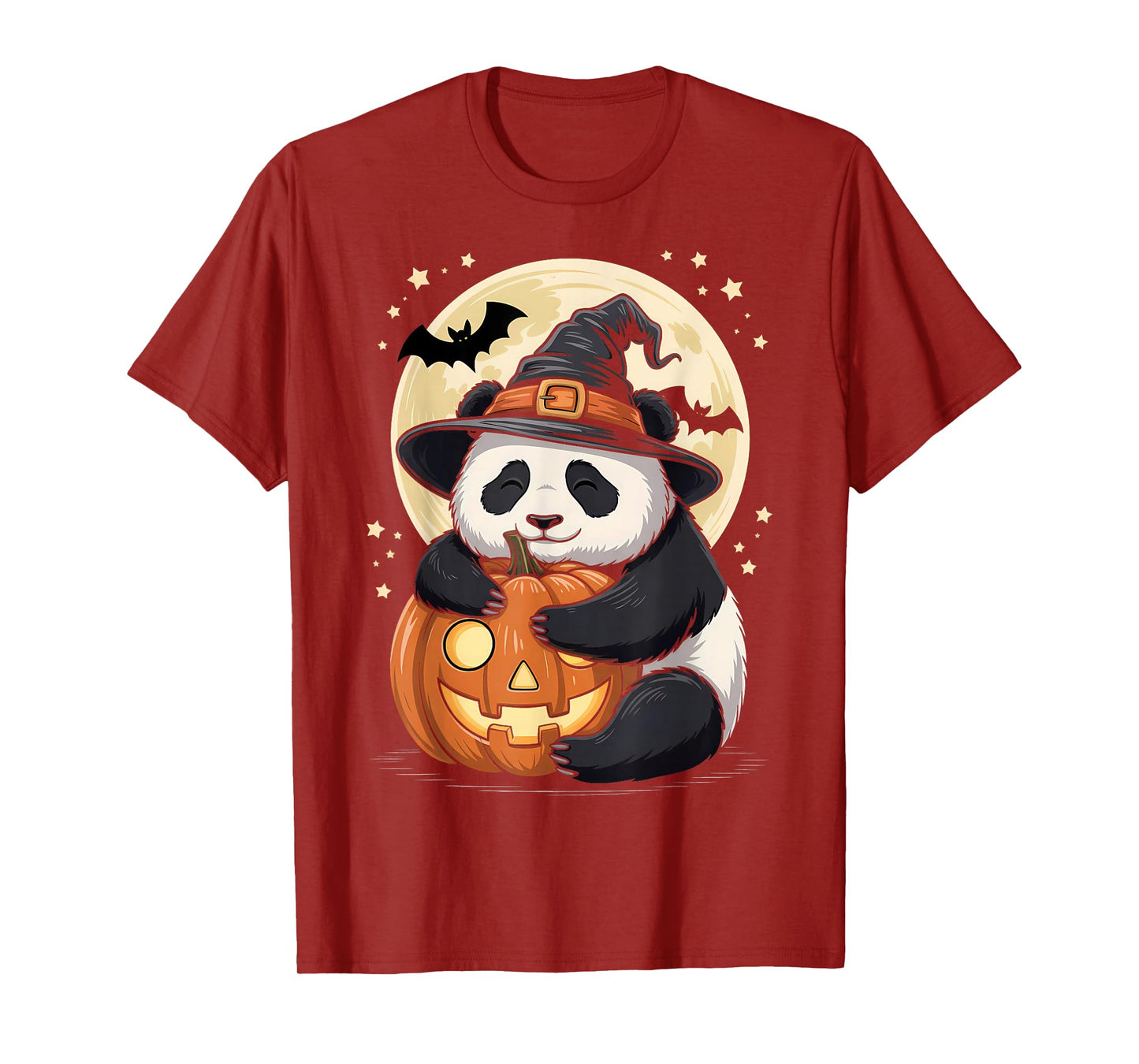Halloween Panda Witch Hat Pumpkin Spooky T-Shirt