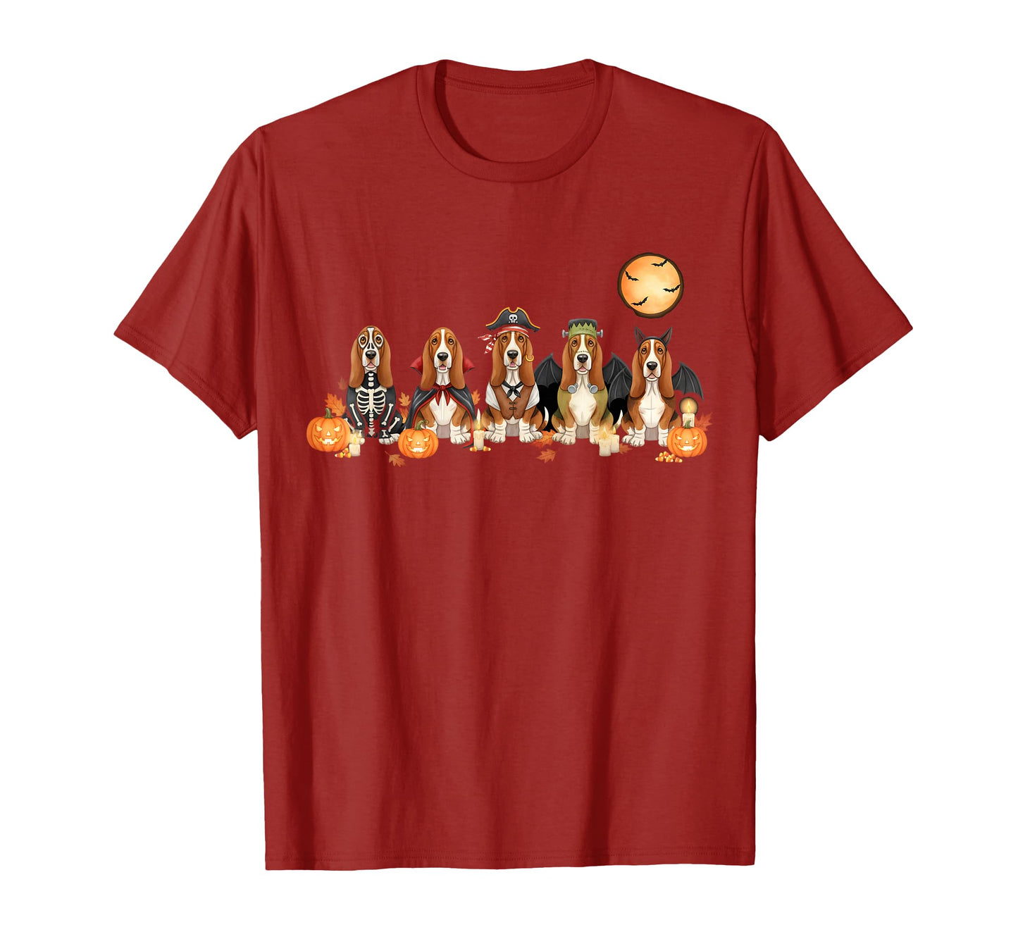 Spooky Basset Hound Dogs Ghost Witch Mummy Basset Costume T-Shirt