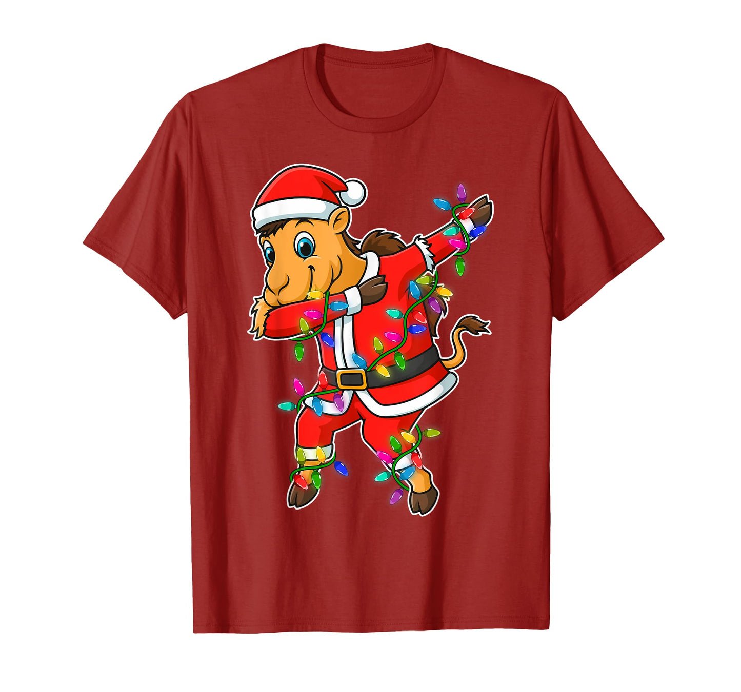 Christmas Camel Dabbing Lights Santa Xmas for Men Women Kids T-Shirt