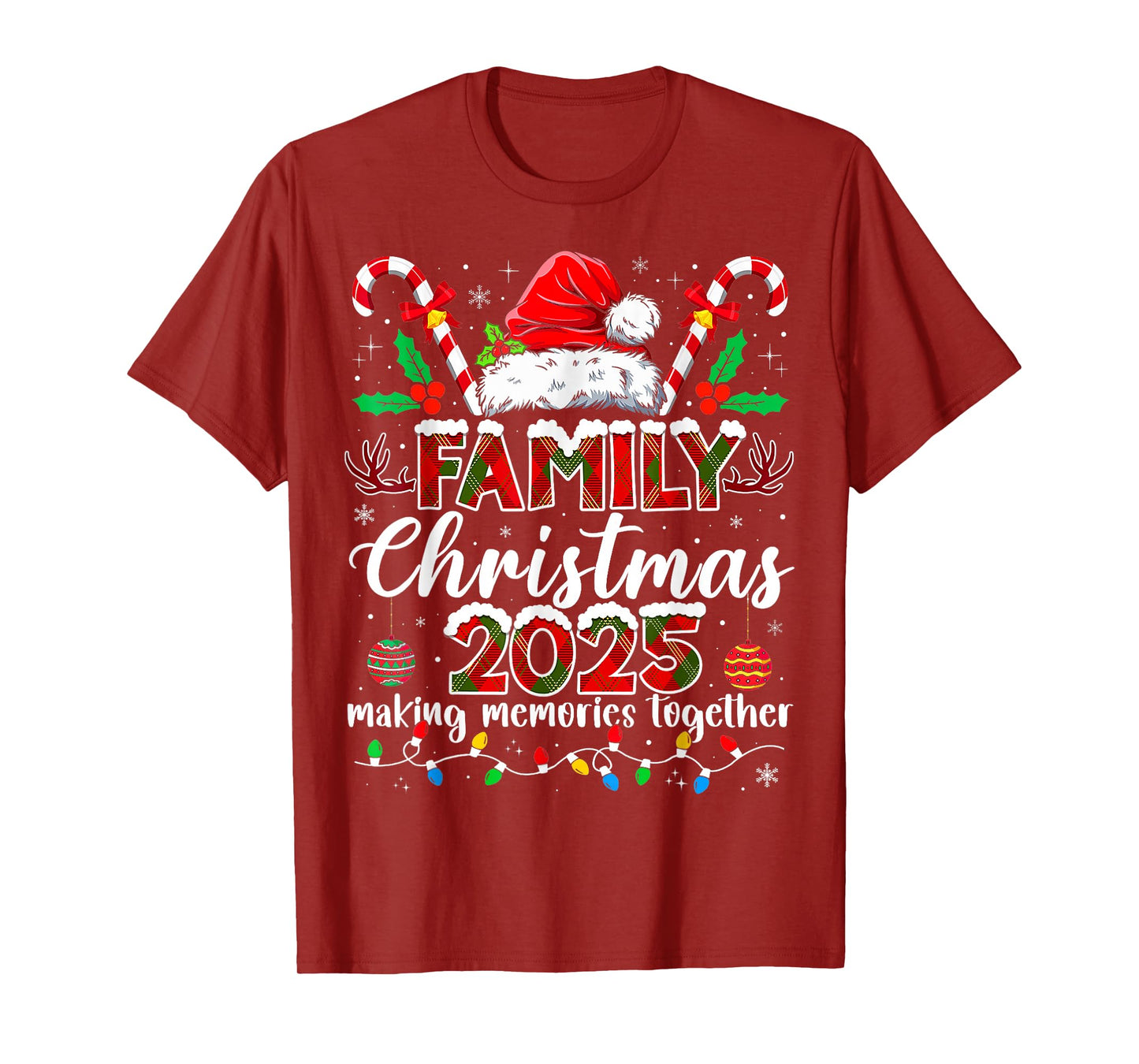 Family Christmas 2025 Matching Santa Tee Xmas Pajamas Pjs T-Shirt