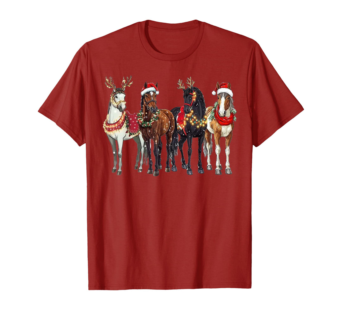 Horse Lover Santa Hat Christmas Xmas Holiday Retro T-Shirt