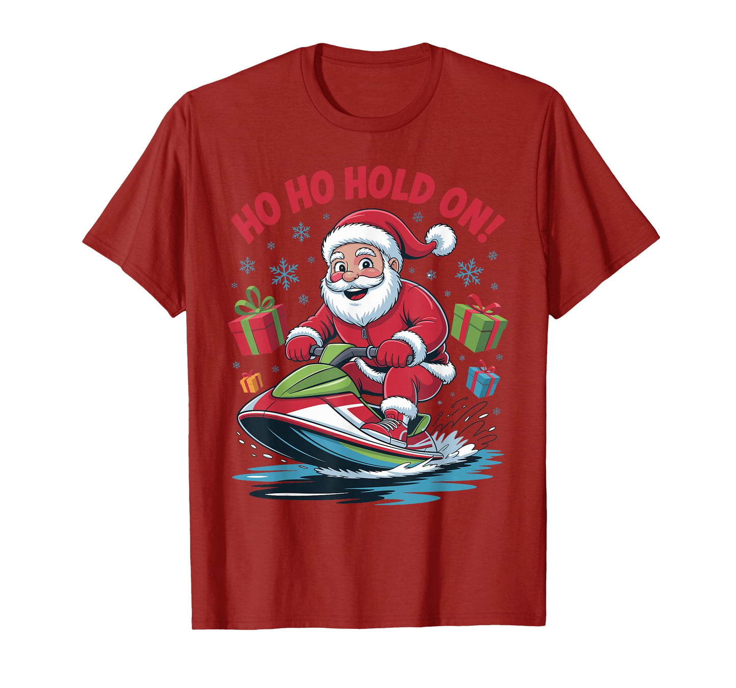 Funny Santa Jet Skiing Lover Christmas Xmas Pajama Men Women T-Shirt