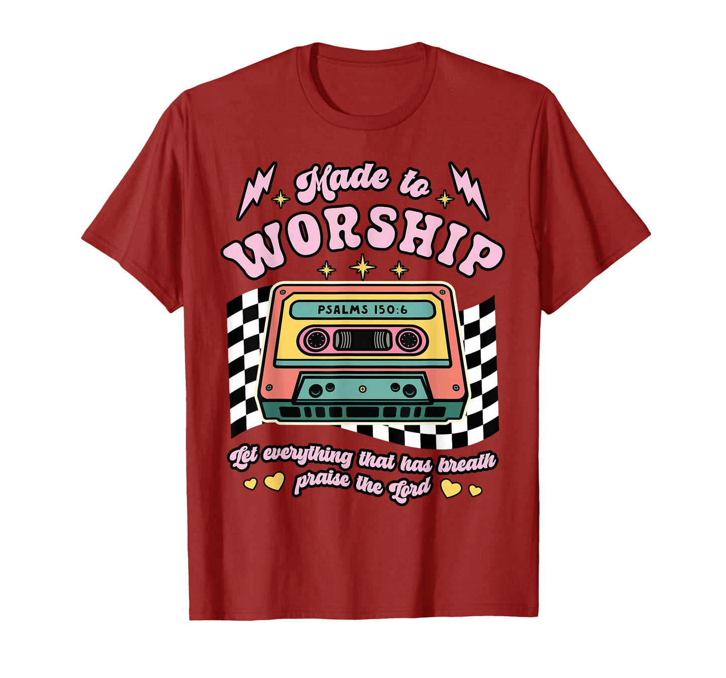 Retro Cassette Made to Worship Christian Music Bible Faith T-Shirt
