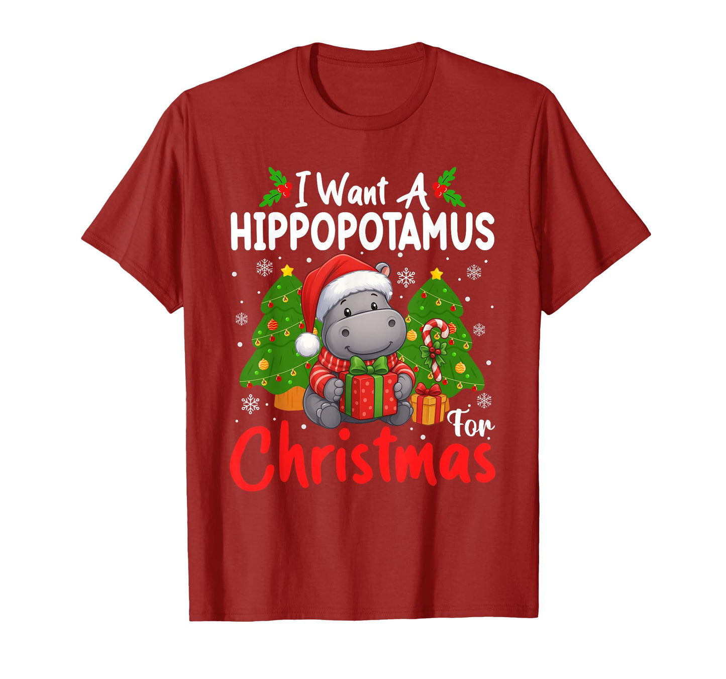 I Want A Hippopotamus for Christmas Xmas Hippo for Men Kids T-Shirt