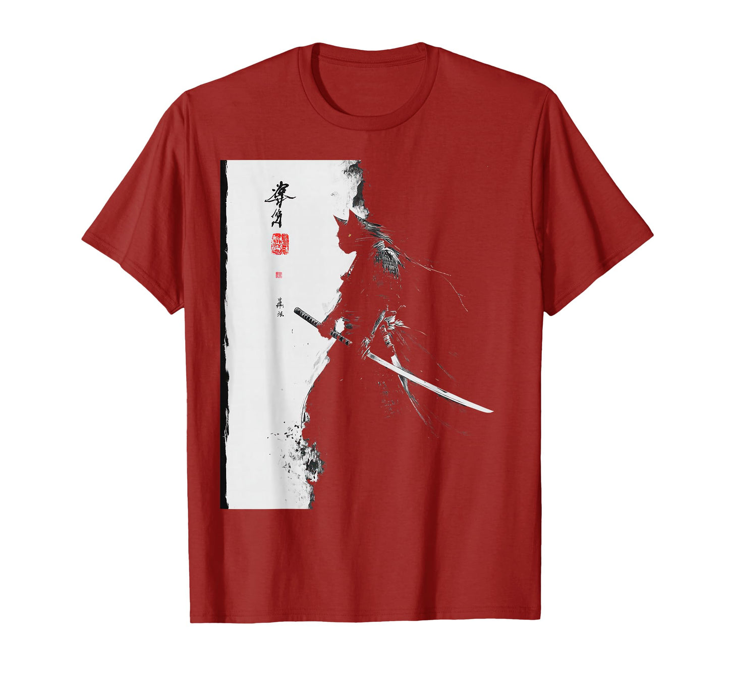 Vintage Samurai Cat Graphic Art Japanese Ukiyo-e T-Shirt