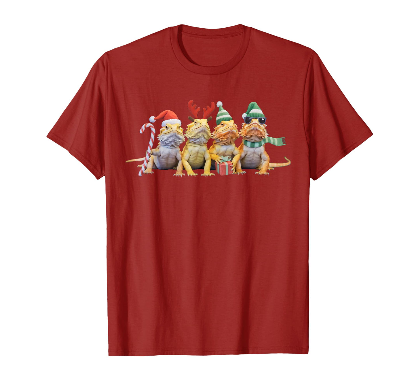 Funny Bearded Dragon Christmas Santa Lizard Xmas Reindeer T-Shirt