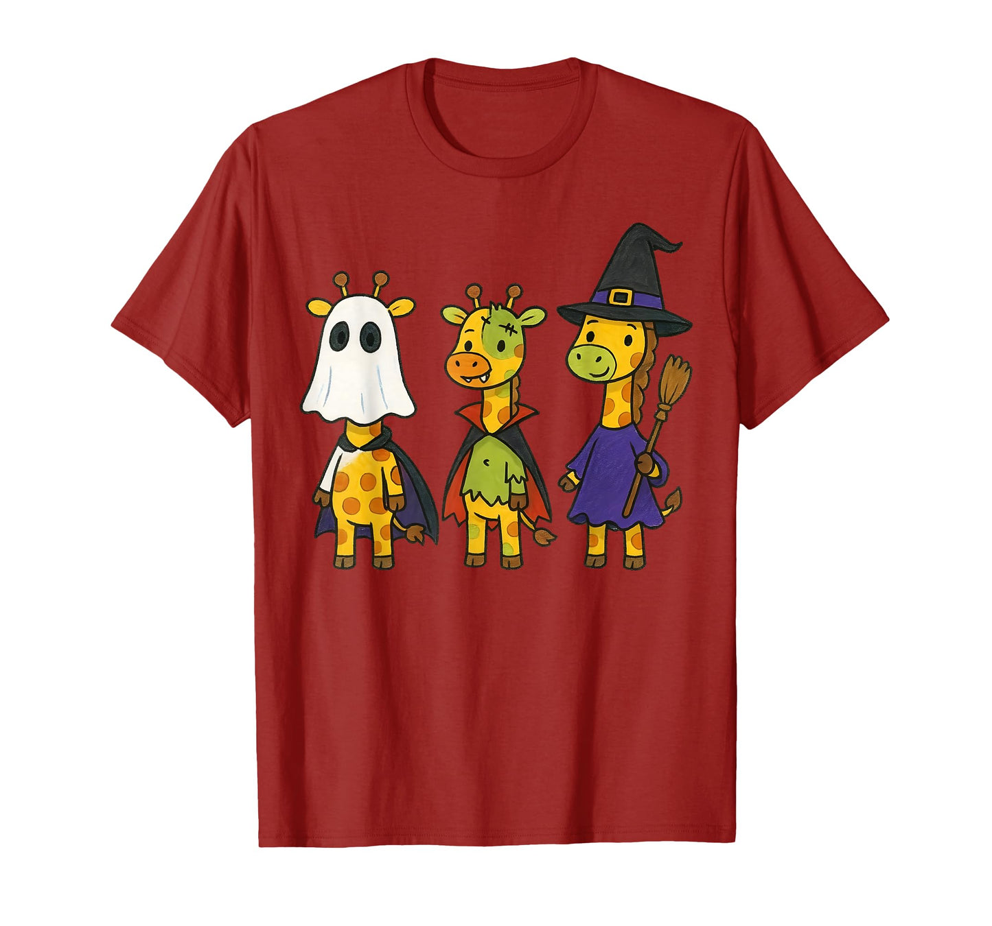 Giraffe Spooky Witch Boo Zombie Cute Halloween Boys Girls T-Shirt
