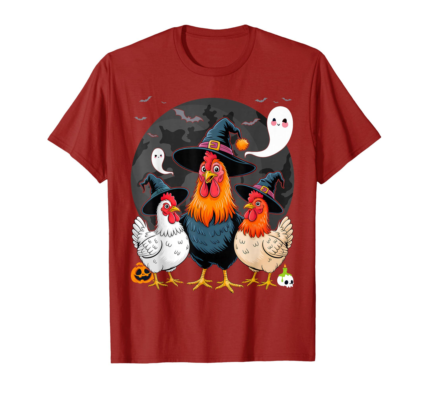 Funny Halloween Chickens Witch Spooky Season T-Shirt