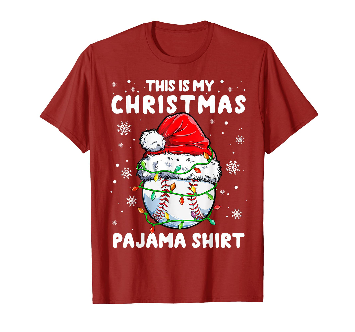Baseball Player Christmas Santa Baseball Xmas Santa Hat Ball T-Shirt