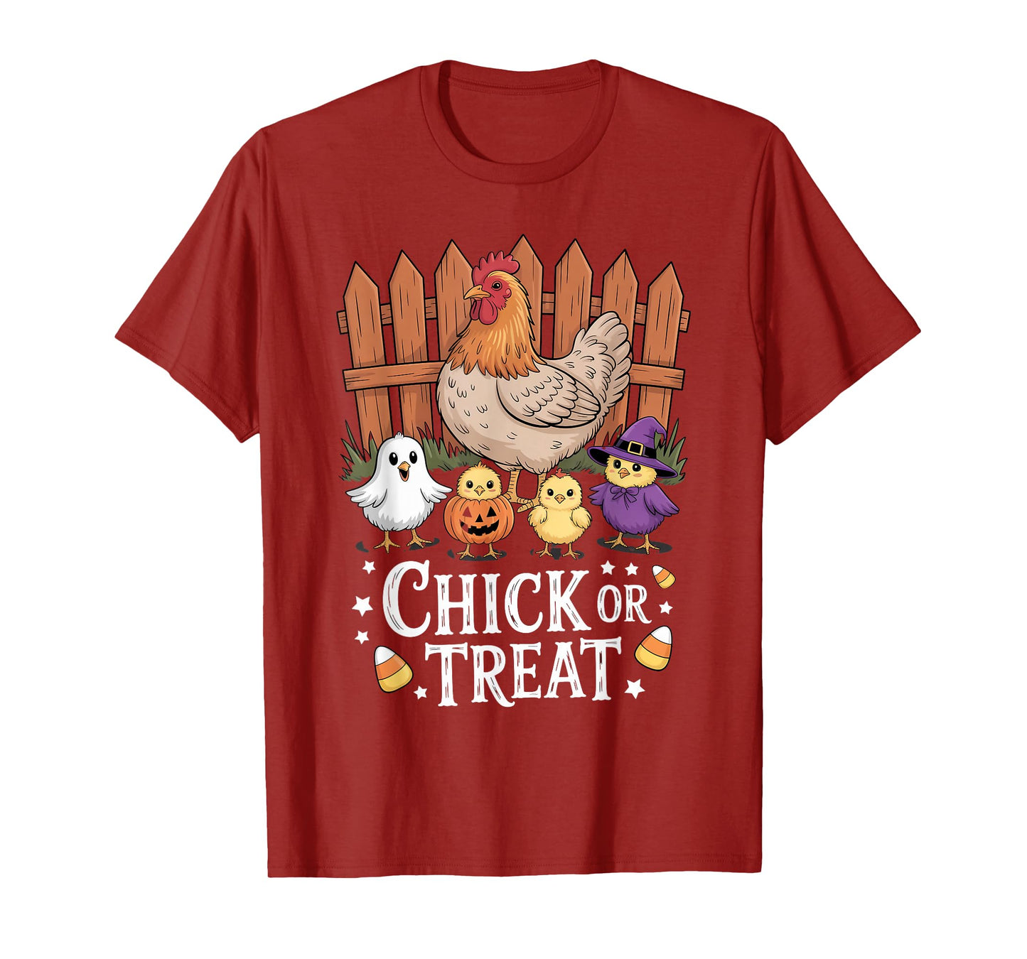 Chick or Treat Cute Halloween Witch Spooky Chicken Graphic T-Shirt