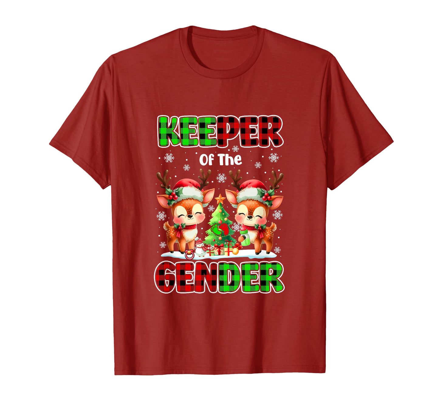 Keeper of Gender Christmas Couple Reindeer Expecting Baby T-Shirt