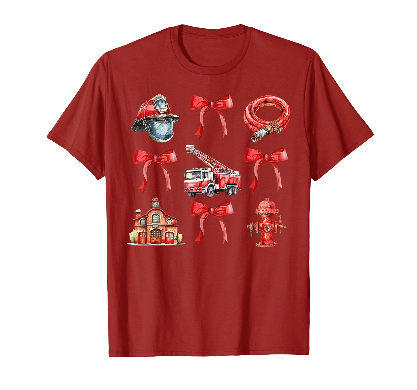 Vintage Coquette Bow Firefighter Firehouse Fireman Men Women T-Shirt