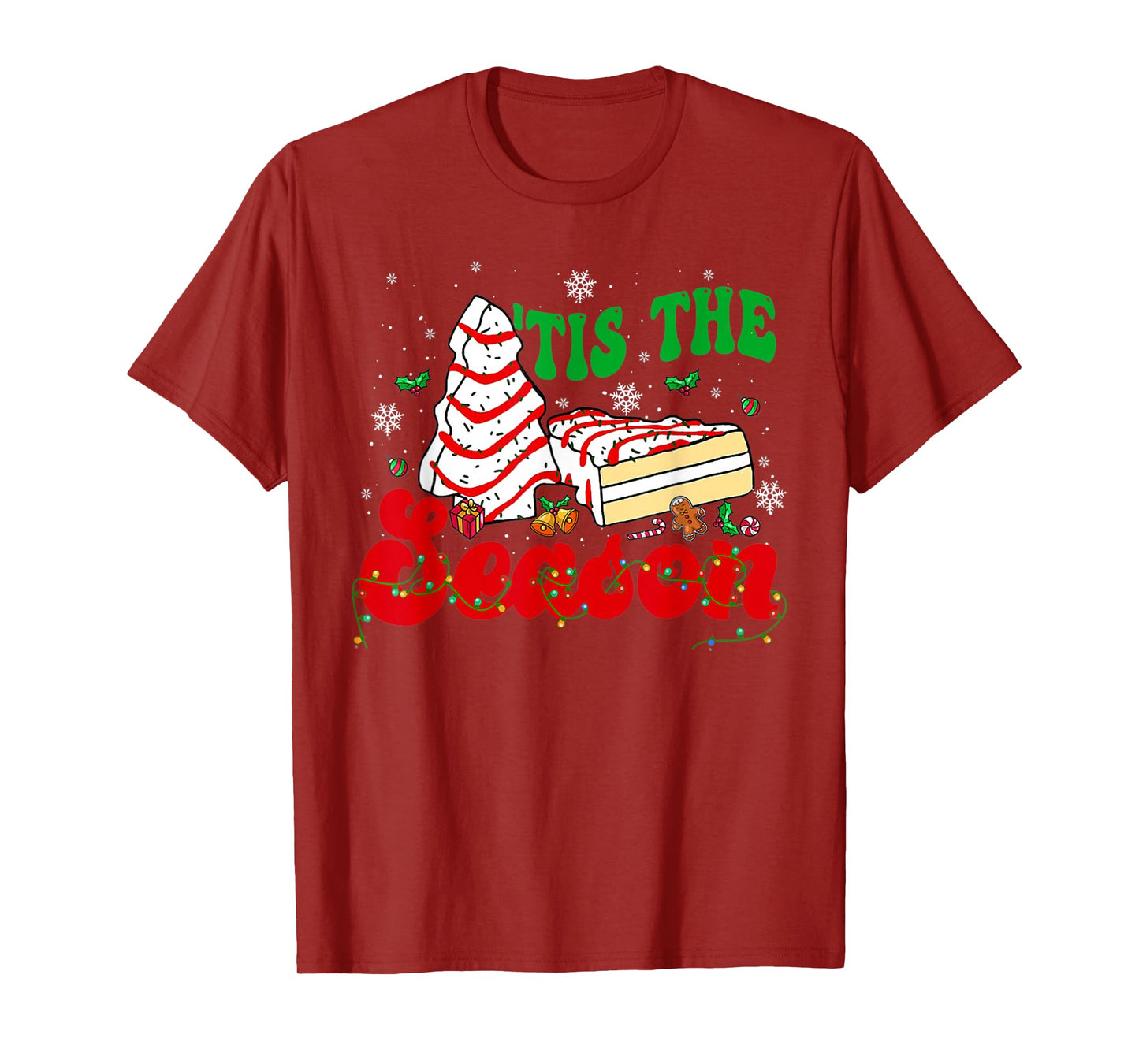 Funny Tis The Season Christmas Tree Cakes Debbie Groovy T-Shirt