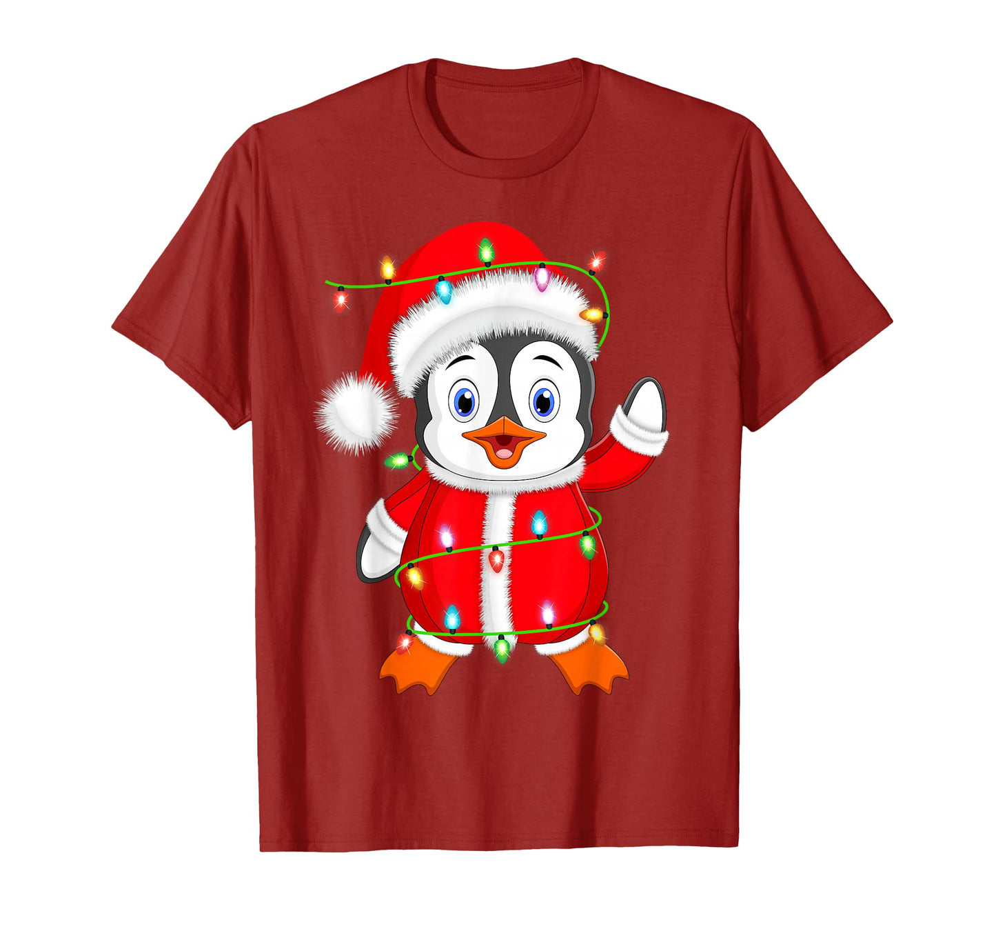 Penguin Christmas Lights Santa Costume Cute Animal Xmas T-Shirt