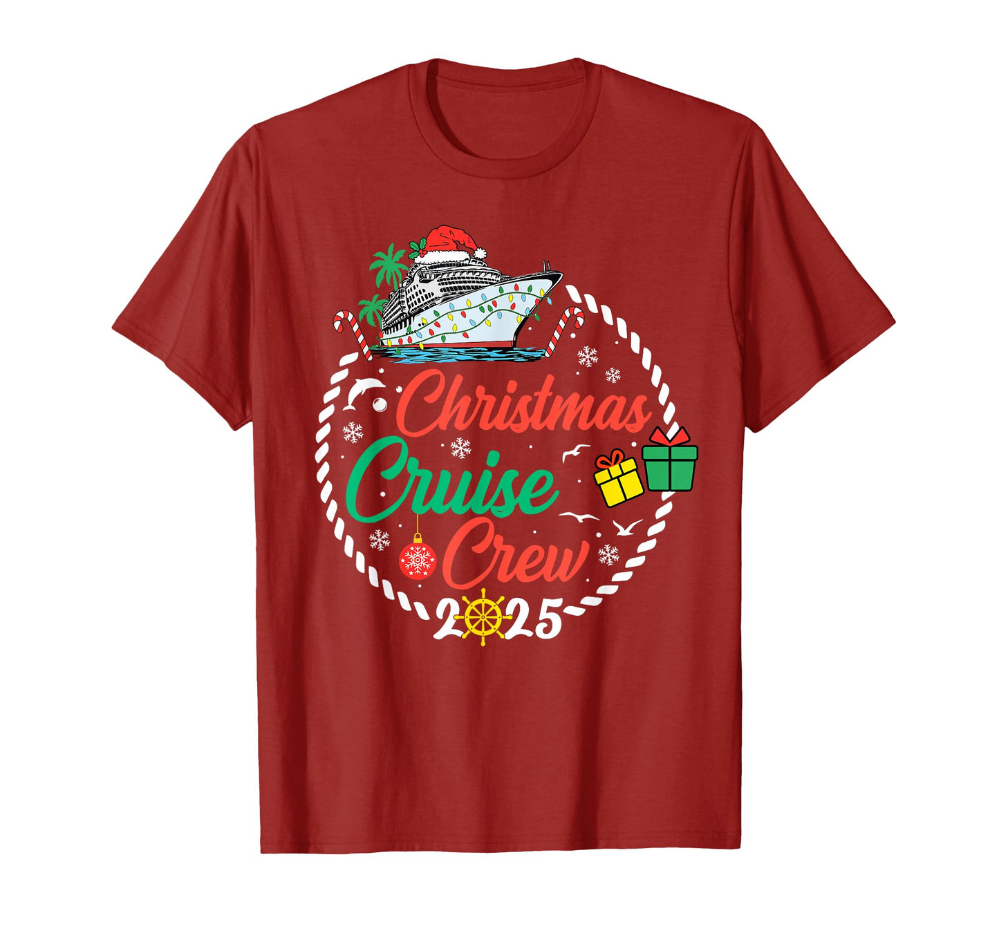 Christmas Cruise Crew 2025 Funny Xmas Family Pajamas Holiday T-Shirt