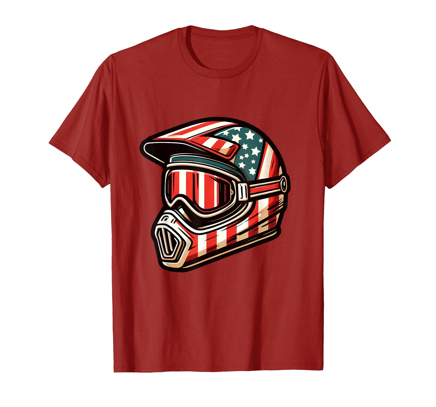 Dirt Bike American USA Flag Motocross Biker 4th of July T-Shirt
