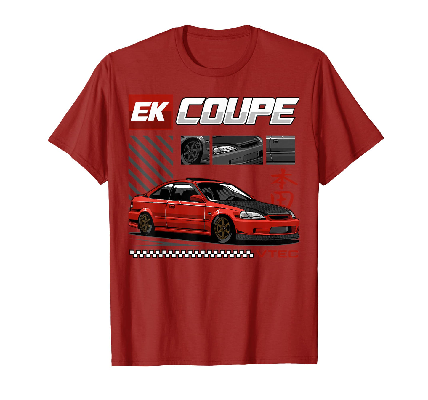 Civic EK Coupe Type R Japanese Car T-Shirt, Small, Black