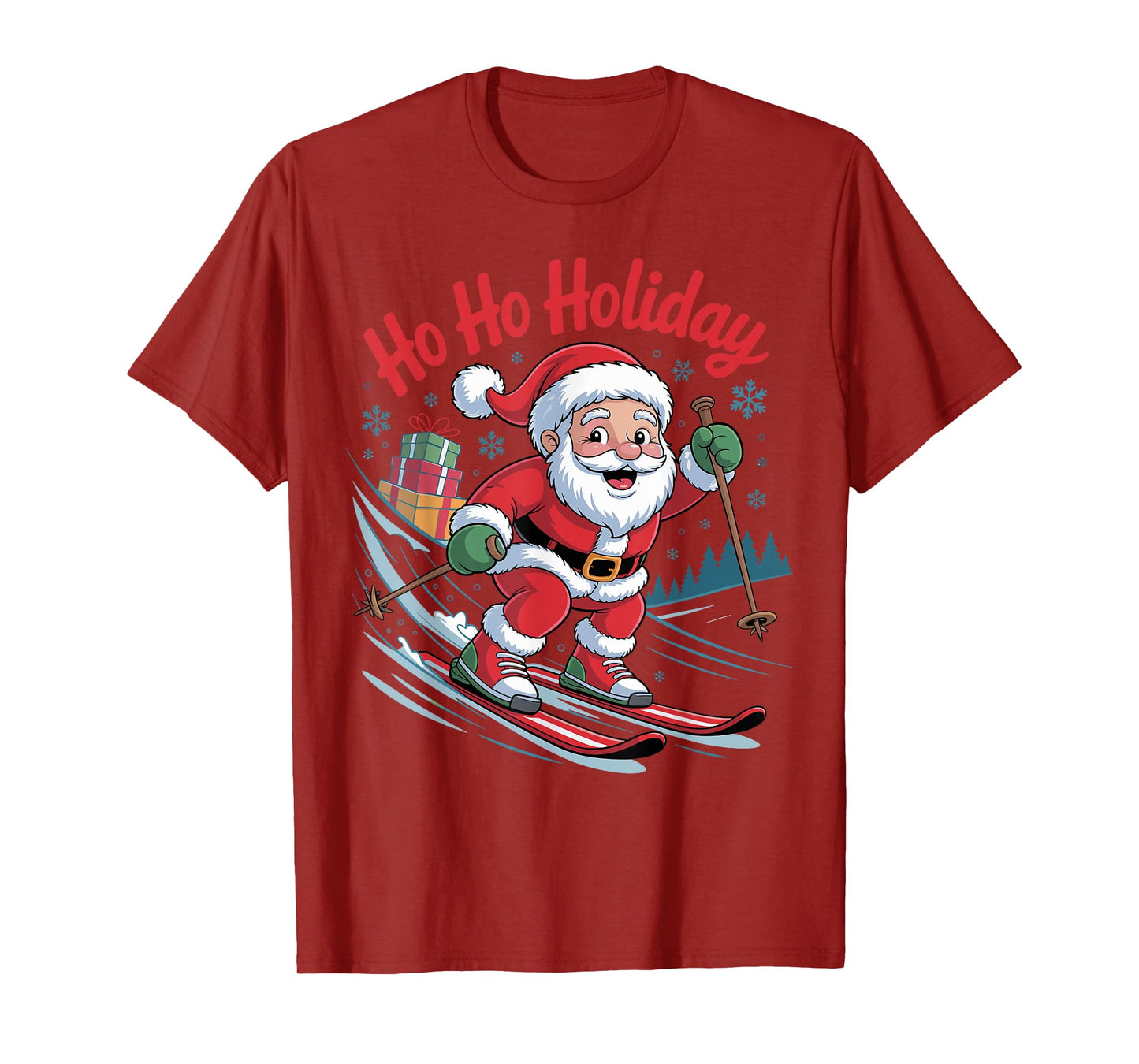 Funny Santa Skiing Lover Holiday Christmas Xmas Pajama T-Shirt