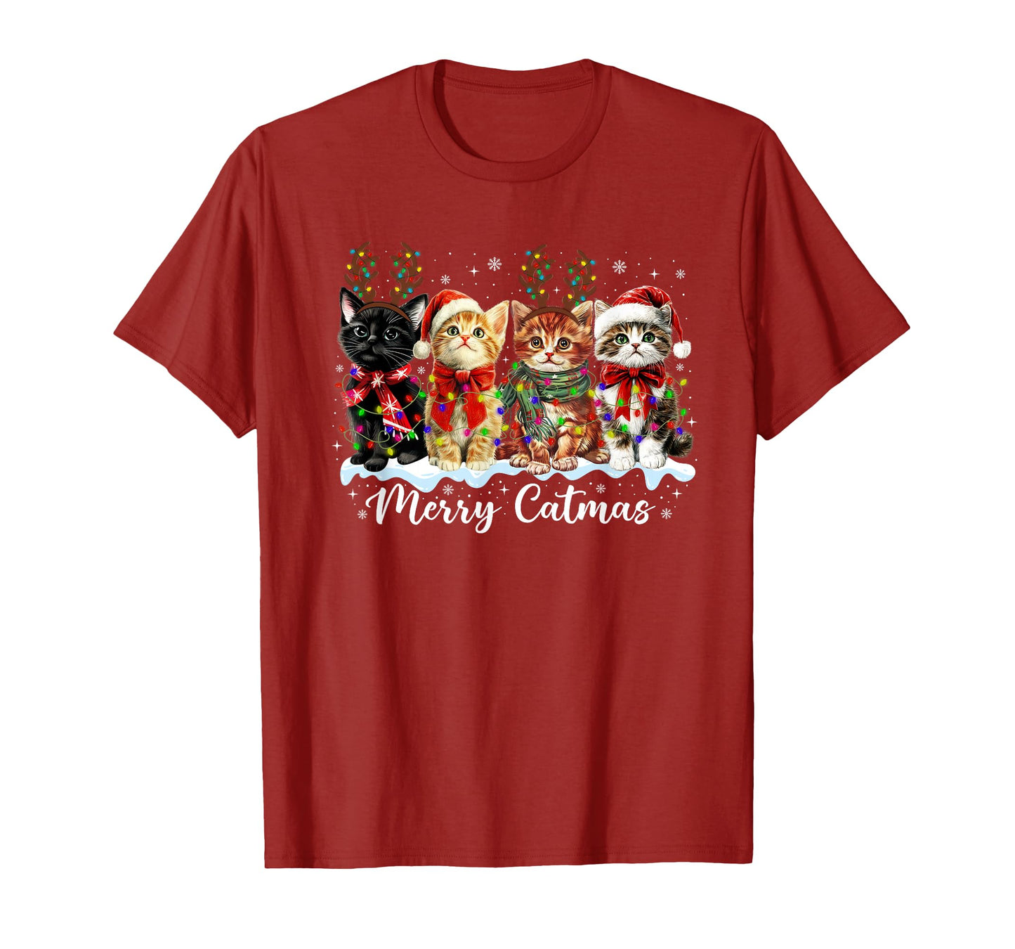 Merry Catmas Santa Hat Xmas Family Pajamas Christmas Cat T-Shirt