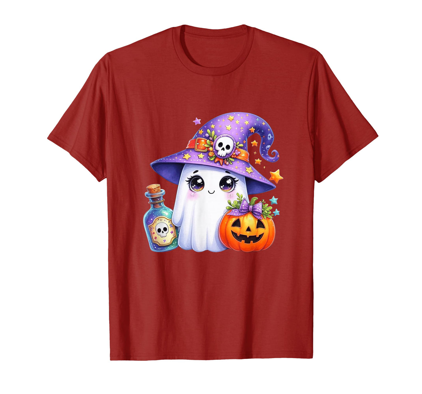 Cute Ghost Halloween Kawaii Witch & Pumpkin Trick or Treat T-Shirt