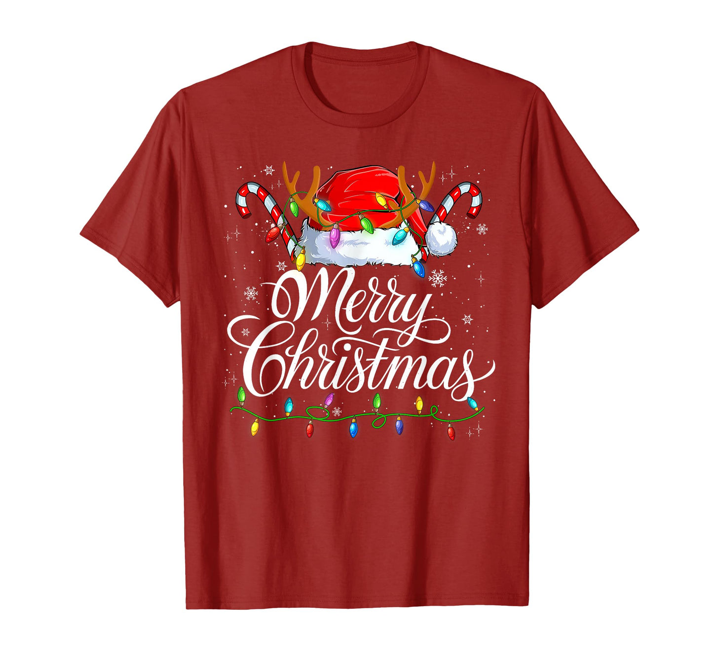Merry Christmas Xmas Lights Santa Snowflake Holiday Family T-Shirt
