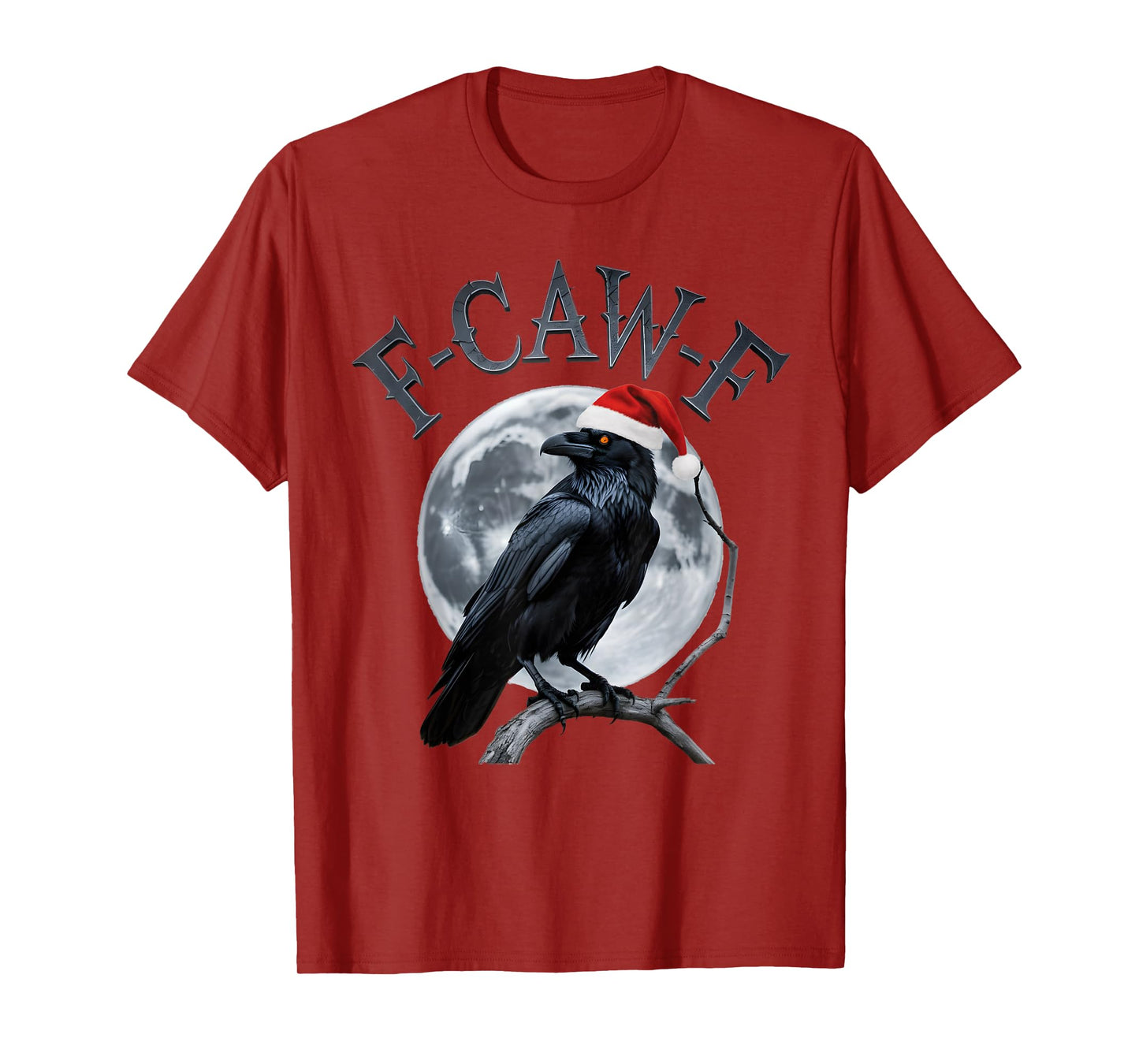Funny Crow F-CAW-F Black Bird Gothic Christmas Santa Hat T-Shirt