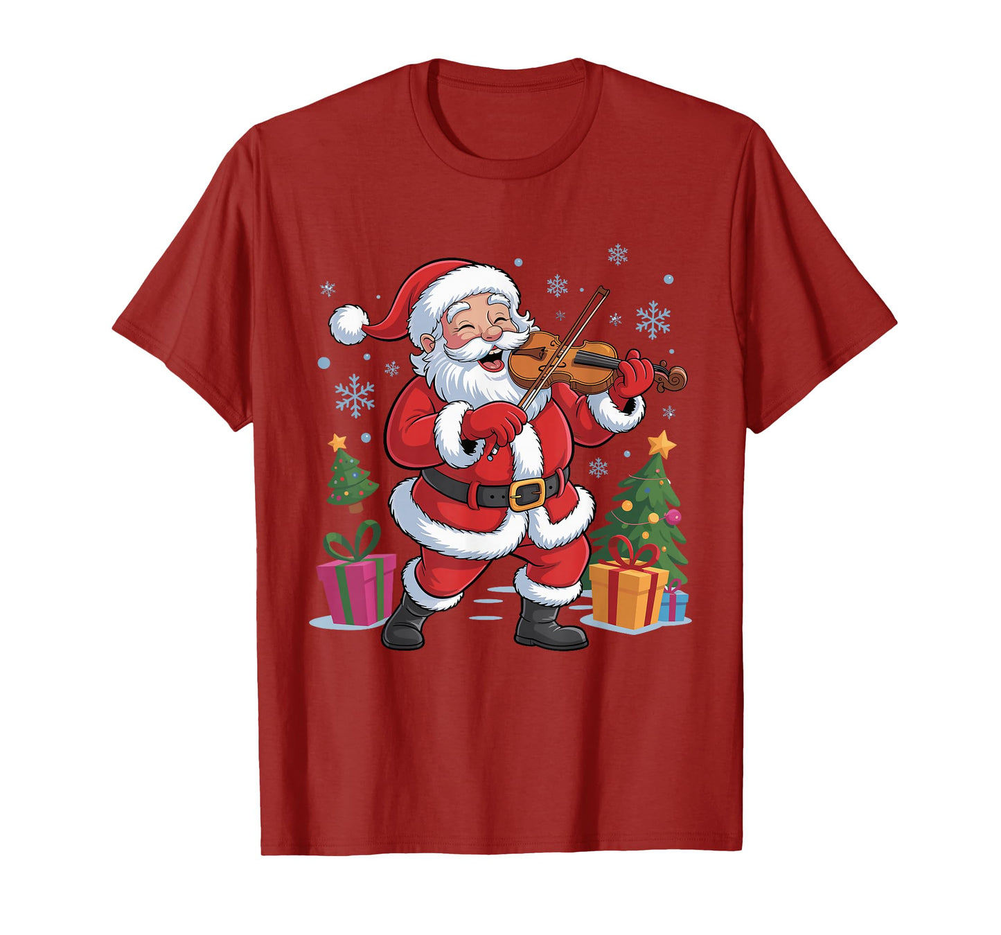Funny Santa Playing Violin Holiday Chrismas Xmas Pajama T-Shirt