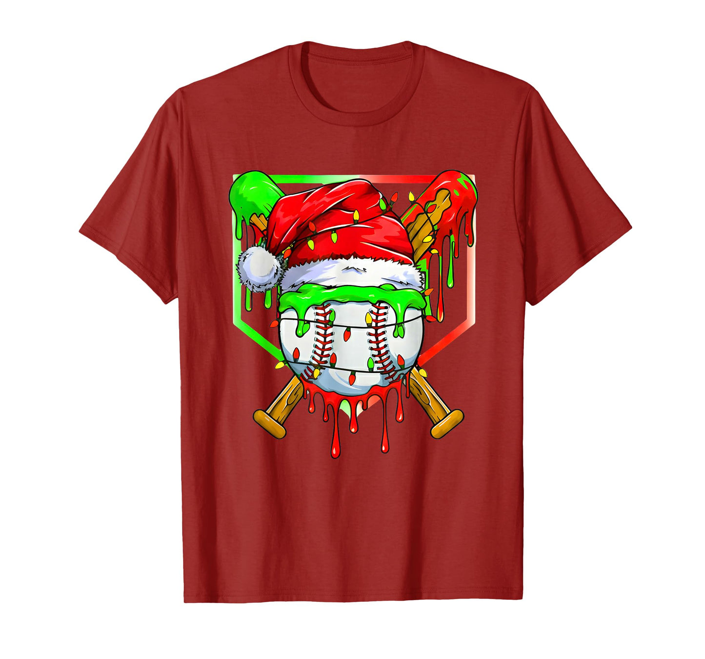 Christmas Baseball Drip for Boys Ice Cream Drip Baseball T-Shirt