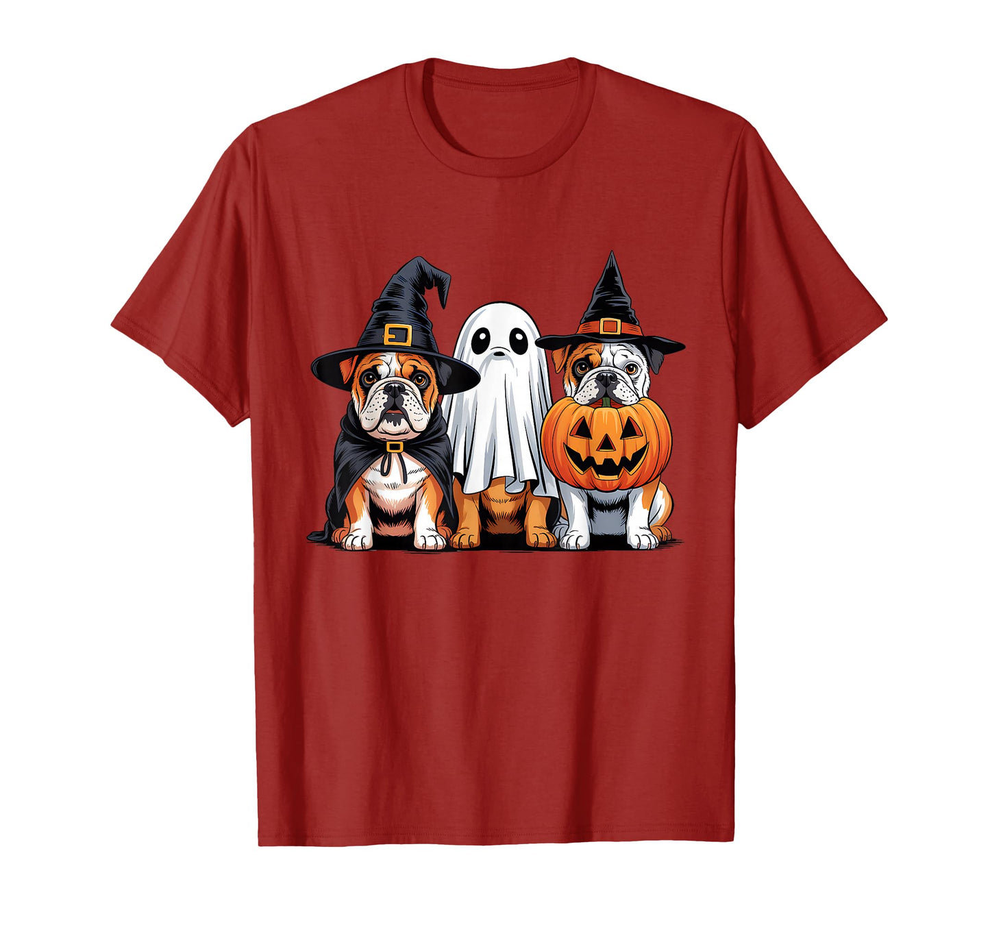 English Bulldog Halloween Funny Dog Lover Pumpkin Witch T-Shirt