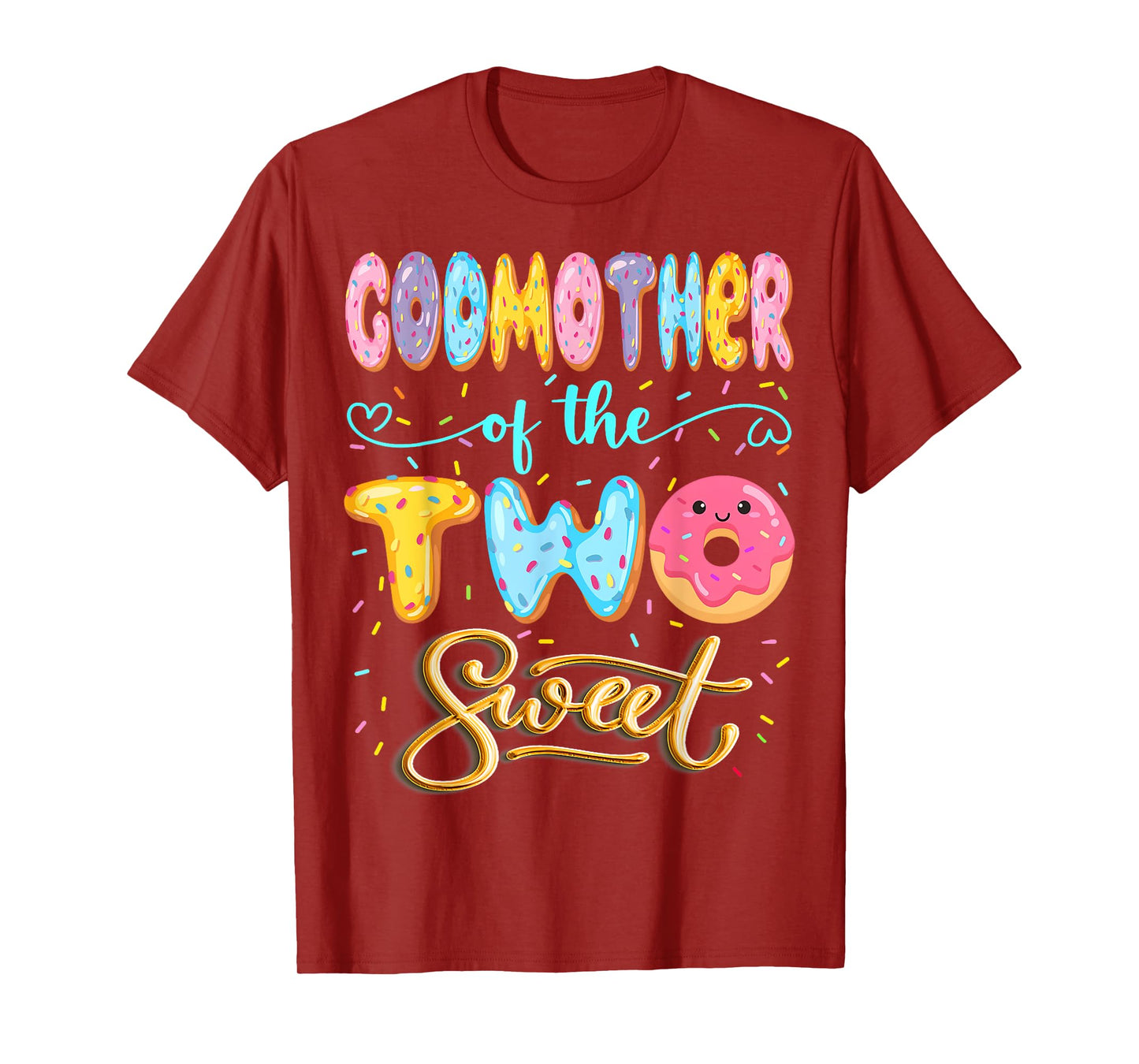 GodMother Of The Two Sweet Donut Lover 2Nd Birthday Girl T-Shirt