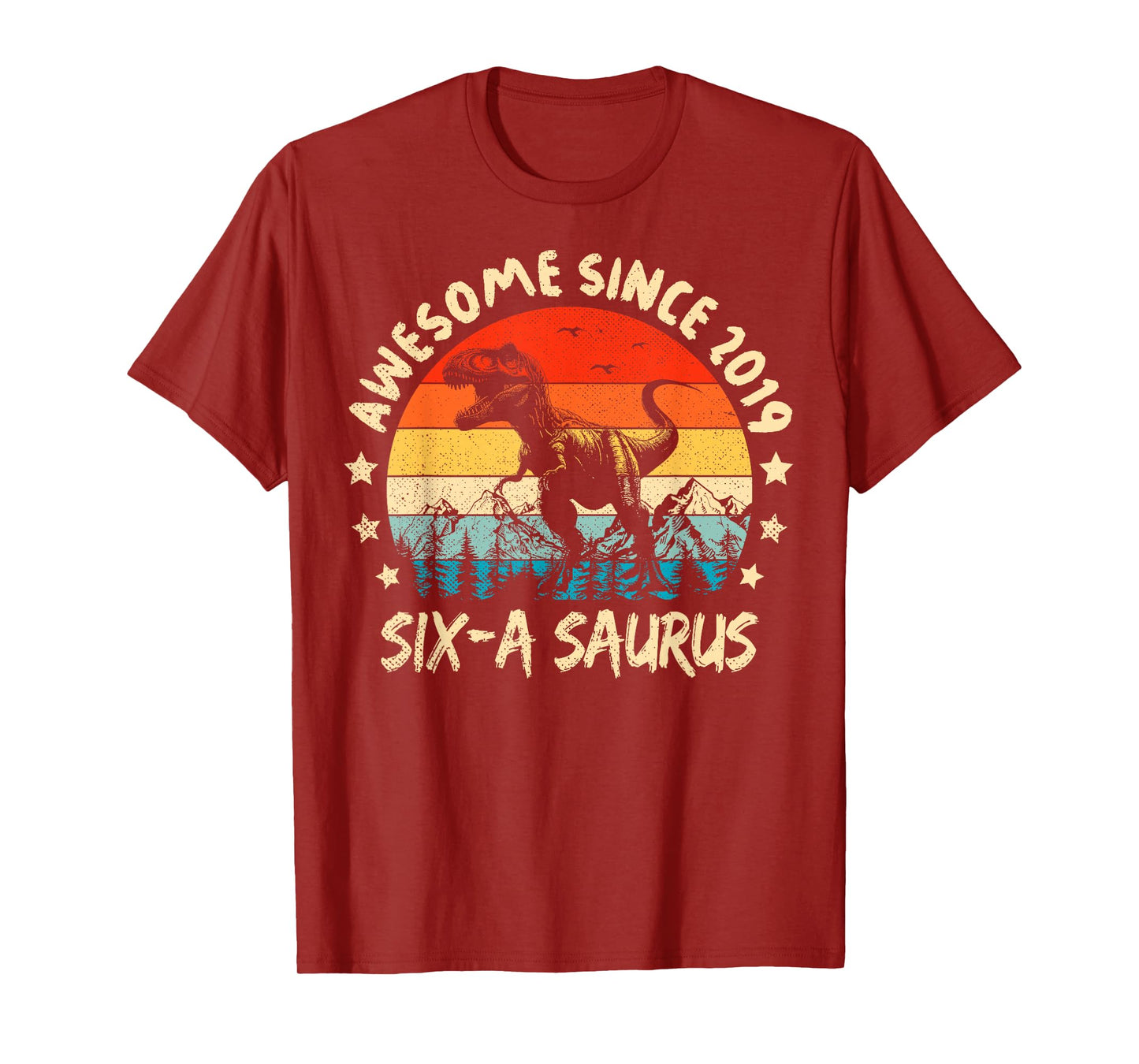 Six A Saurus Birthday T Rex 6 Year Old Dino 6th Dinosaur T-Shirt