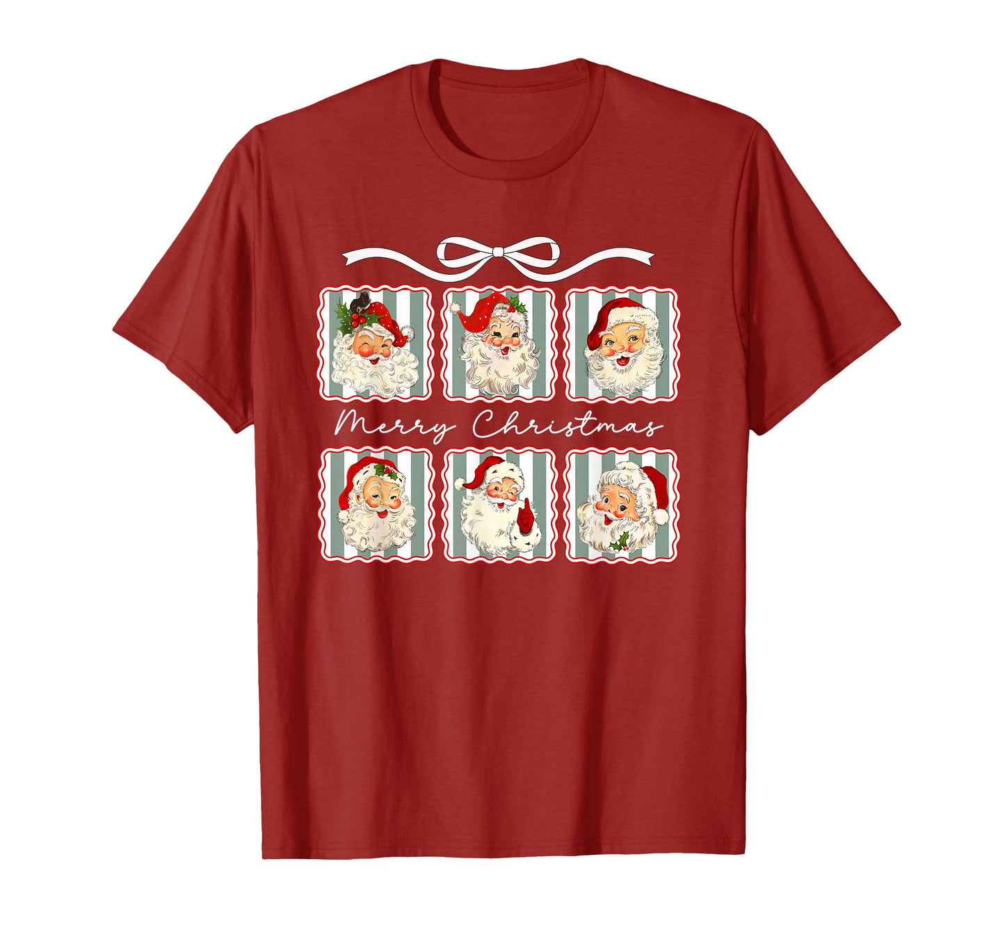 Pretty Vintage Merry Christmas Santa Claus Face T-Shirt