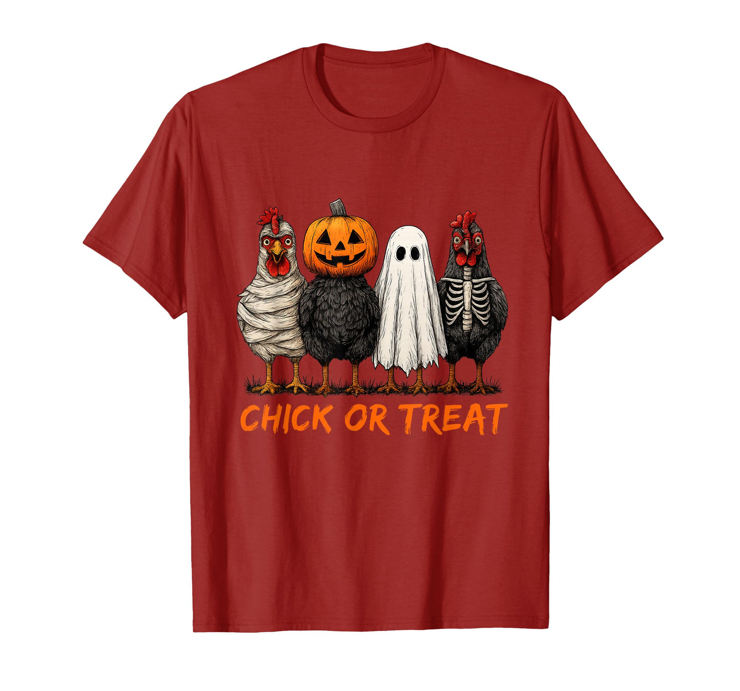 Chick Or Treat Halloween Pumpkin Ghost Spooky Funny Chicken T-Shirt