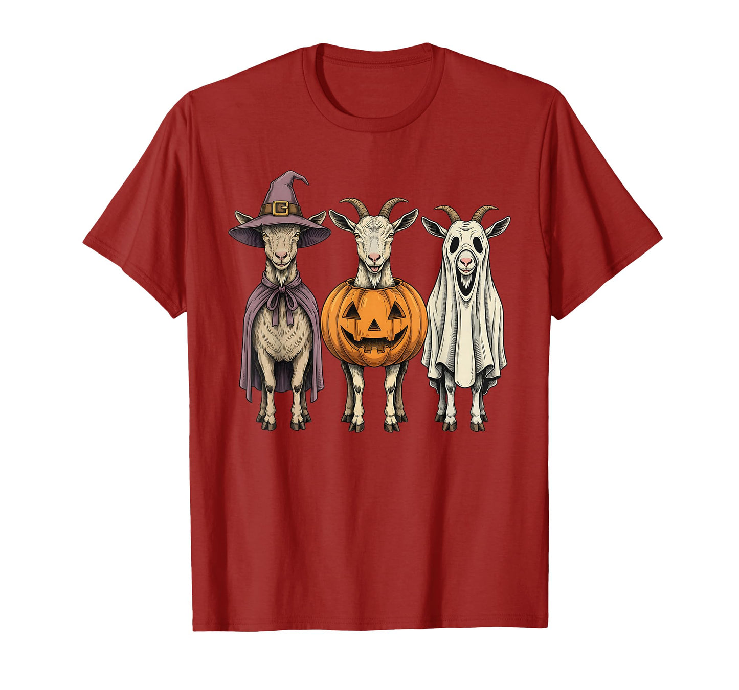 Spooky Ghost Goat Pumpkin Halloween Farm Animal T-Shirt