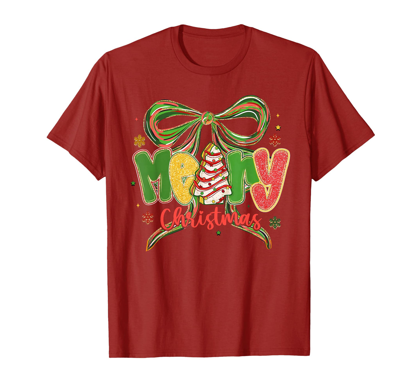 Coquette Bow Merry Christmas Xmas Family Pajamas Holiday T-Shirt