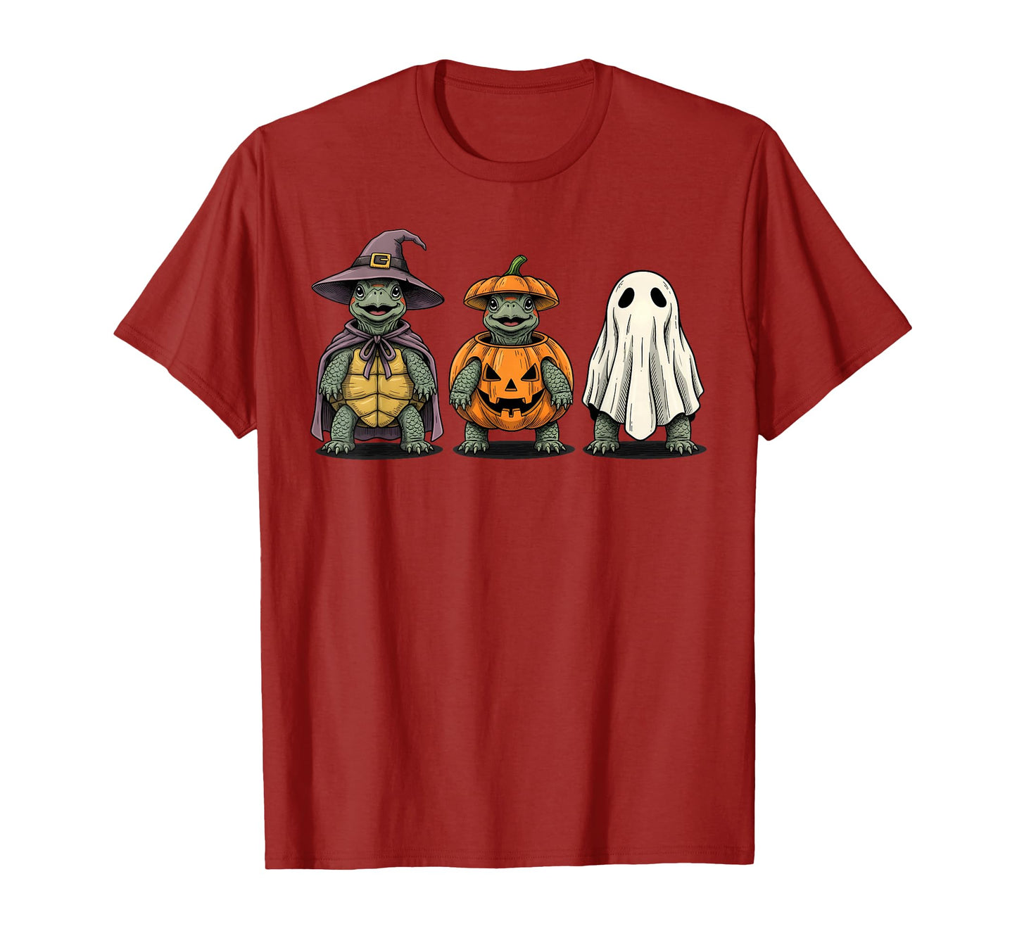 Spooky Ghost Red Eared Slider Turtle Lover Pumpkin Halloween T-Shirt