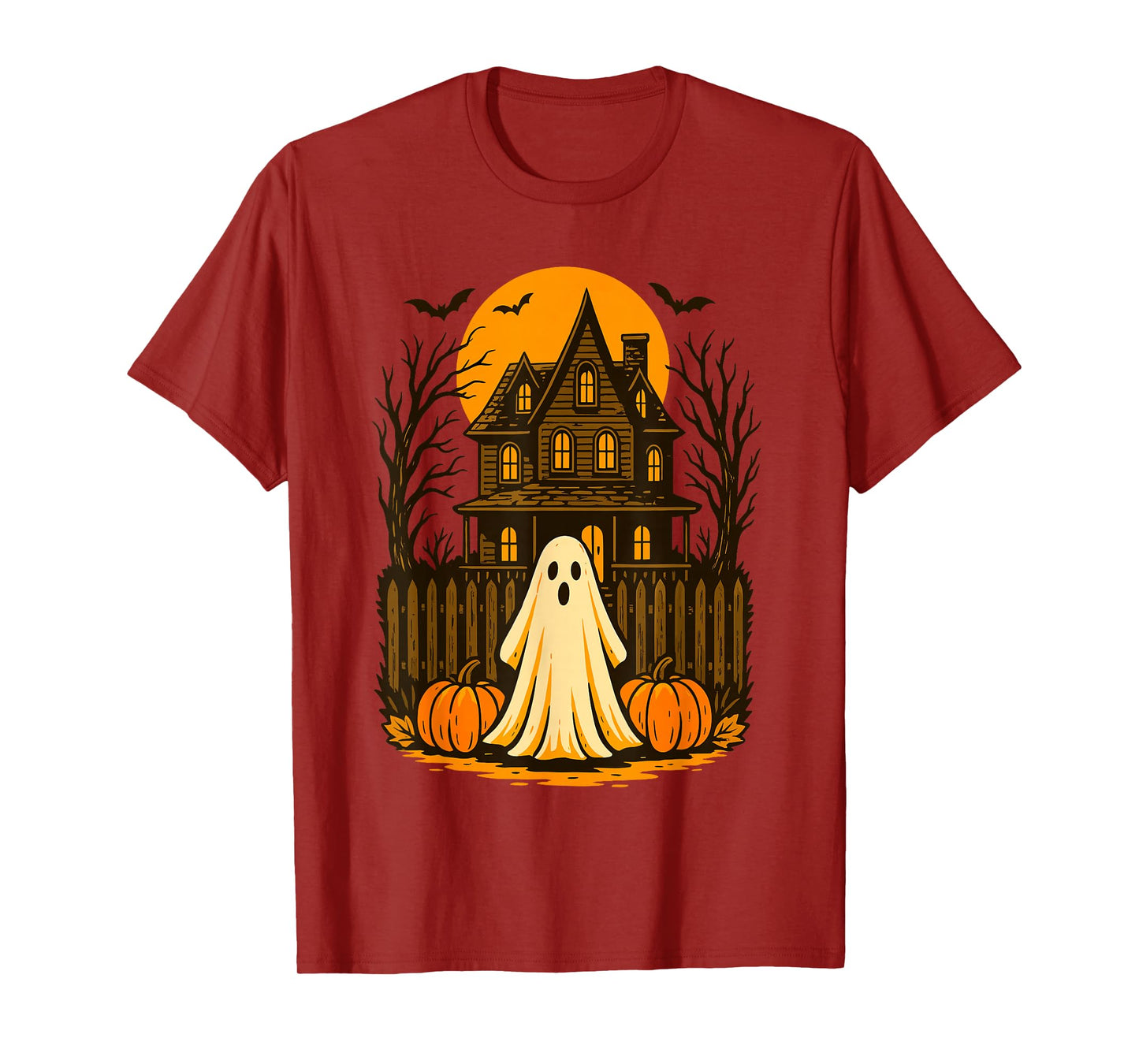 Vintage Ghost Boo Haunted House Halloween Design T-Shirt