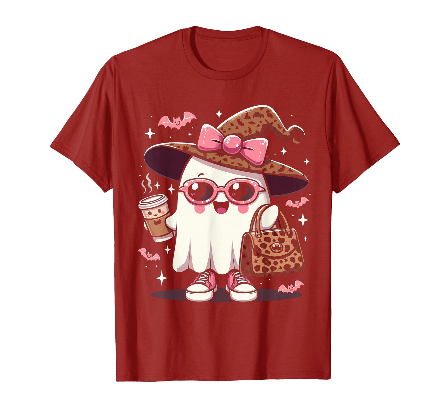 Cute Halloween Ghost Haunted Spooky Coffee Lover Witch T-Shirt