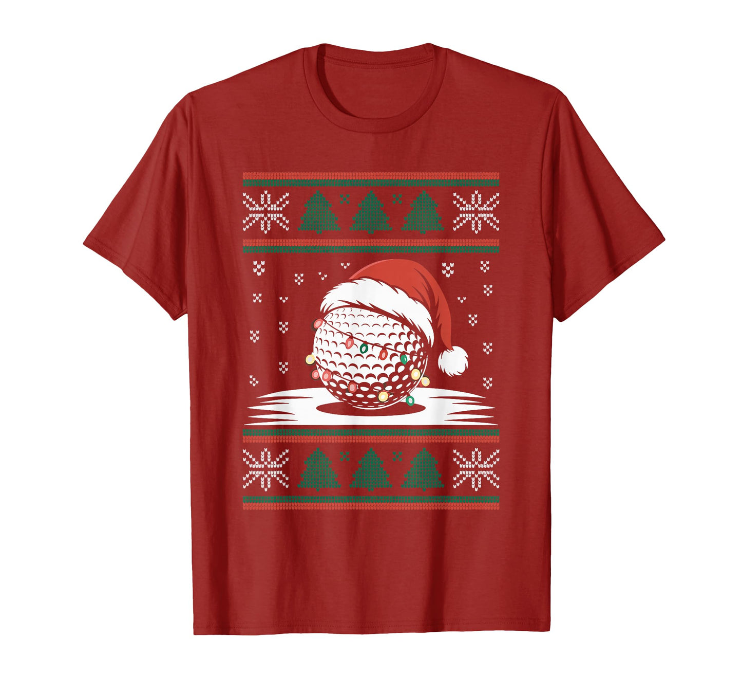 Golf Ball Santa Hat Ugly Christmas Sweater Golfer Golfing T-Shirt