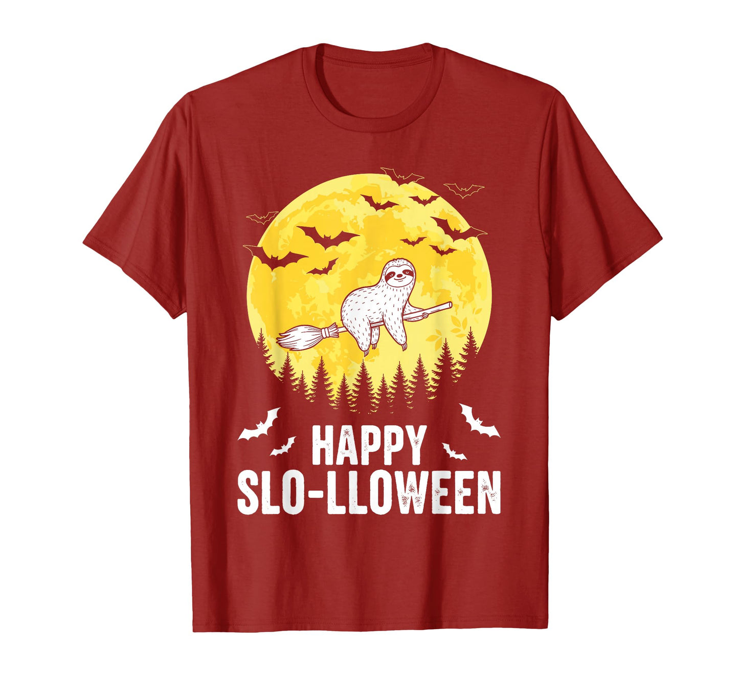 Happy Slo-lloween Funny Halloween Sloth Flying Witch T-Shirt