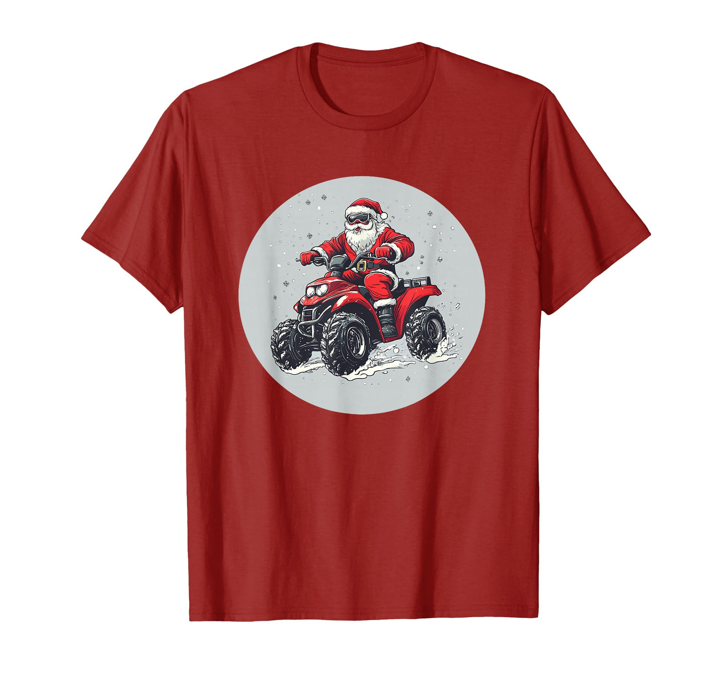 Santa Claus Goes Off-Road with a Cool Quad Adventure T-Shirt