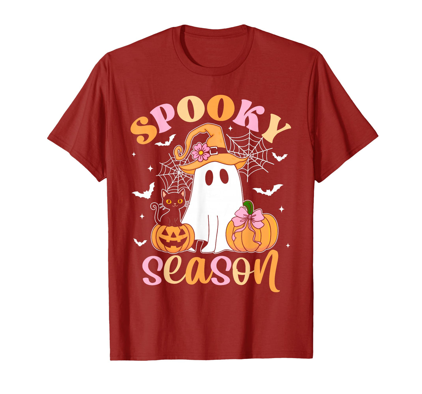 Spooky Season Happy Halloween Retro Ghost Spooky Women Girls T-Shirt