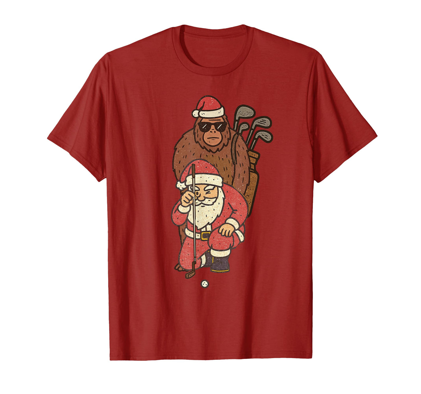 Santa Playing Golf Christmas Vintage Funny Xmas T-Shirt