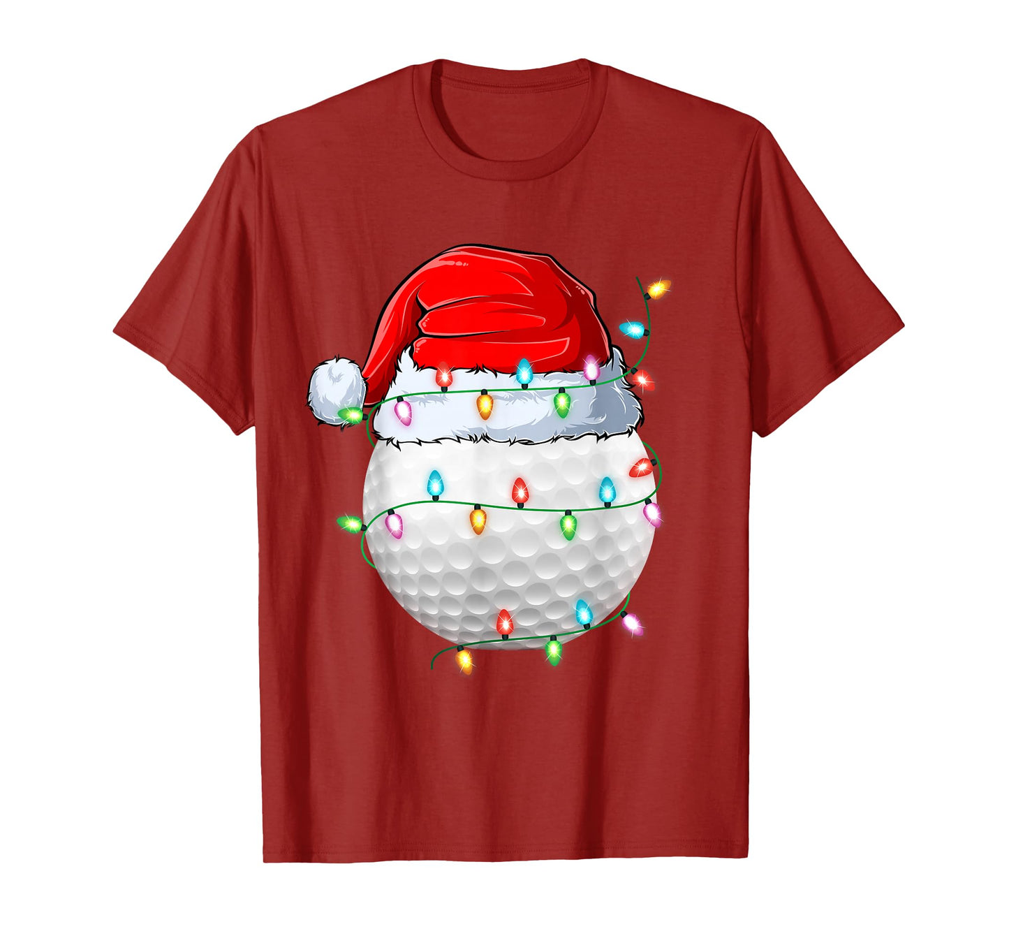 Golf Christmas Lights Funny Santa Hat Golf Ball Golfer Xmas T-Shirt
