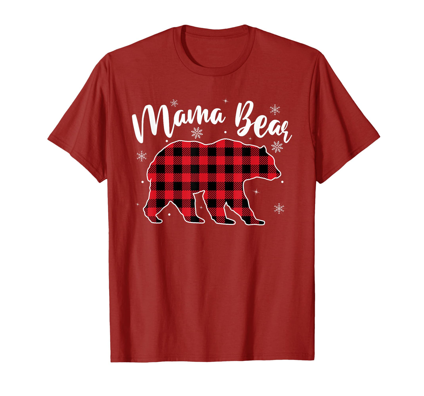 Mama Bear Women Buffalo Plaid Christmas Pajamas Family Mom T-Shirt