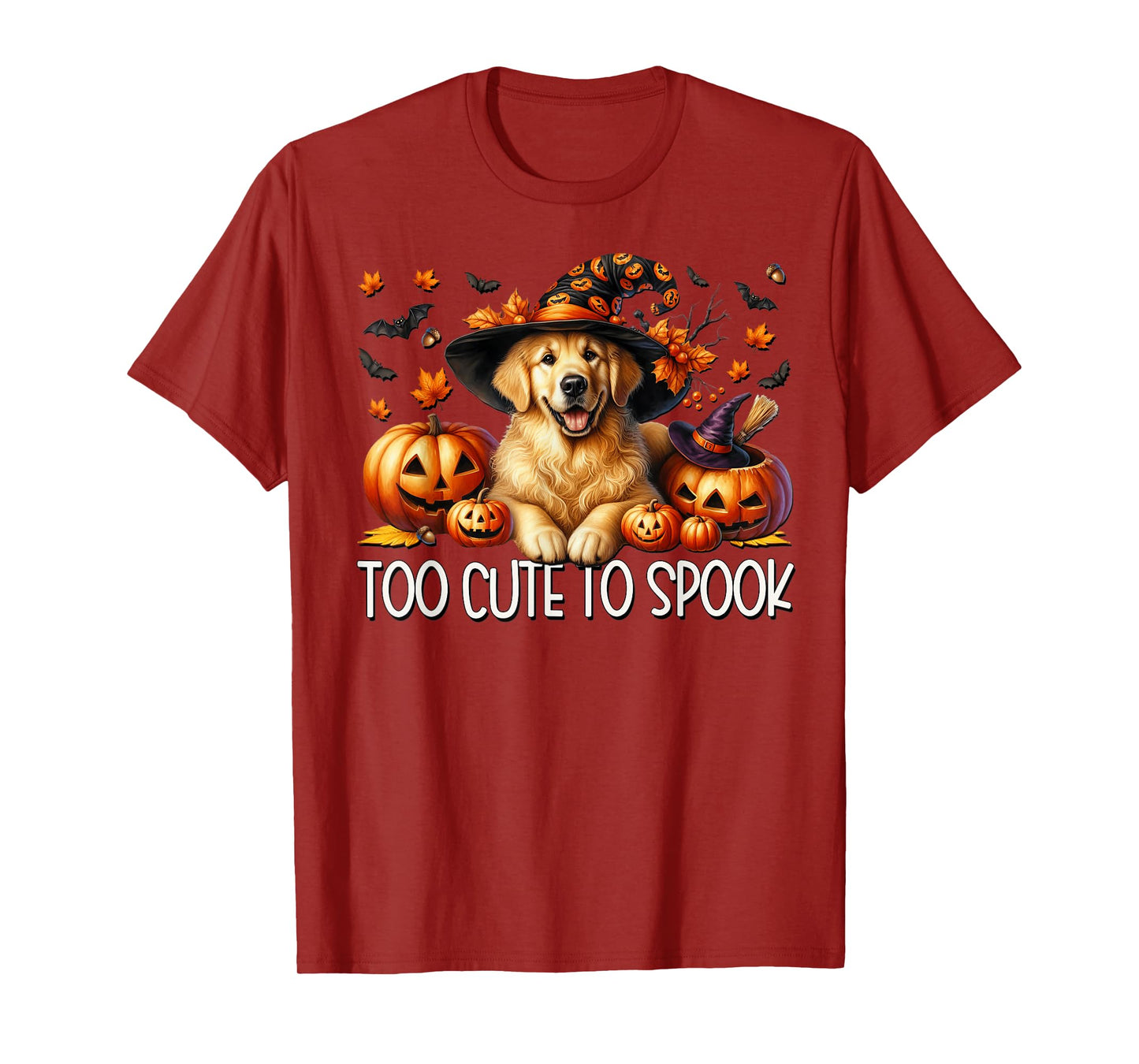 Witchy Halloween Golden Retriever is Too Cute to Spook T-Shirt